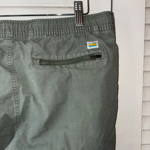 Vuori Ripstop Pants Mens Small Olive Green Drawstring Elastic Waist Zip Pocket - Picture 5 of 6